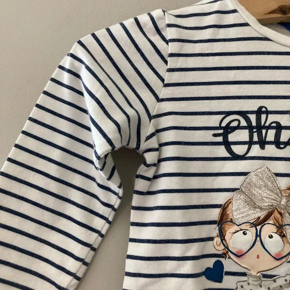 $14 ADD ON mayoral long sleeve stripe graphic tee‎ 3Y Zara Baby Gap Mini Boden - Picture 3 of 3
